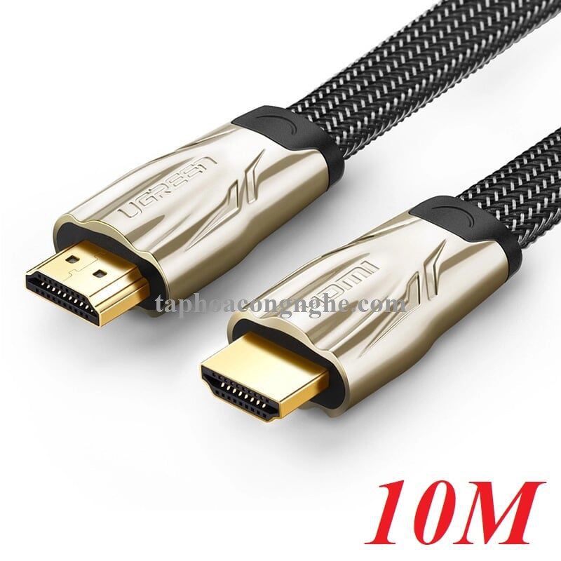 Ugreen 10256 10M màu Đen Cáp tín hiệu HDMI vỏ bọc lưới cao cấp cáp dẹt HD102 30010256